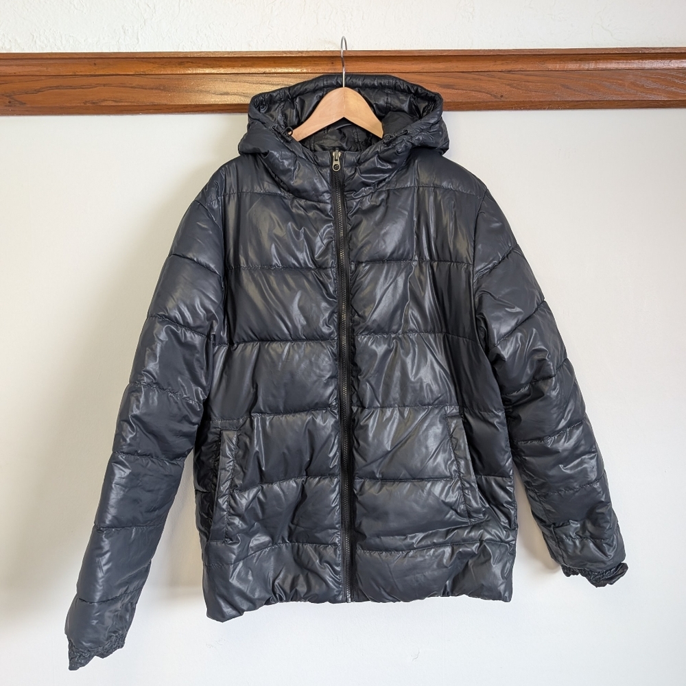 Point Zero Mens Large Puffer Winter Jacket Parka Snow Black Coat
